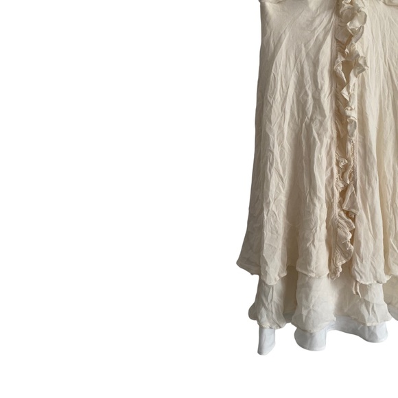 Donna Ricco White Silk Ruffled Dress Size US 4 - Picture 6 of 11